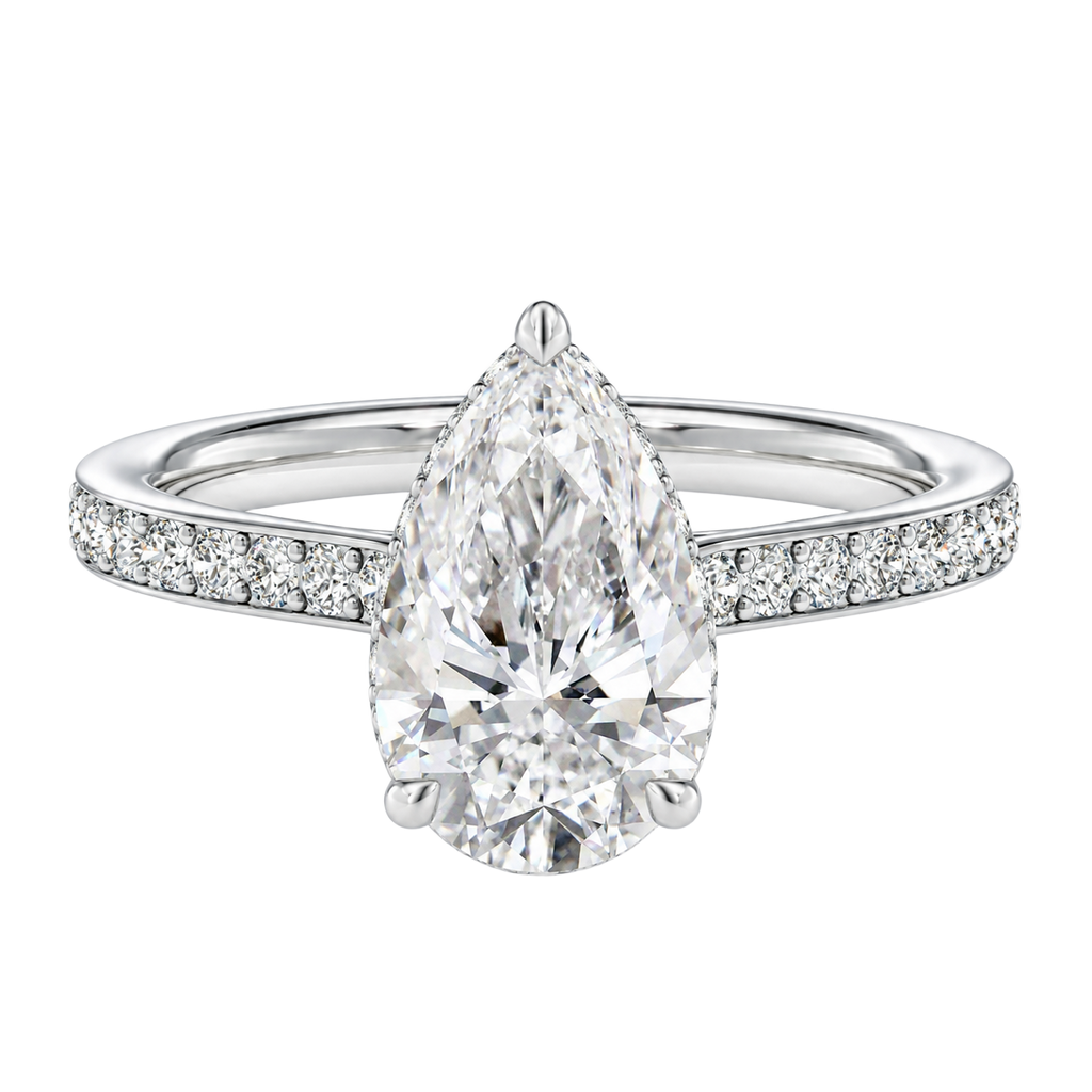 Talia - Pear - White Gold - Pavé
