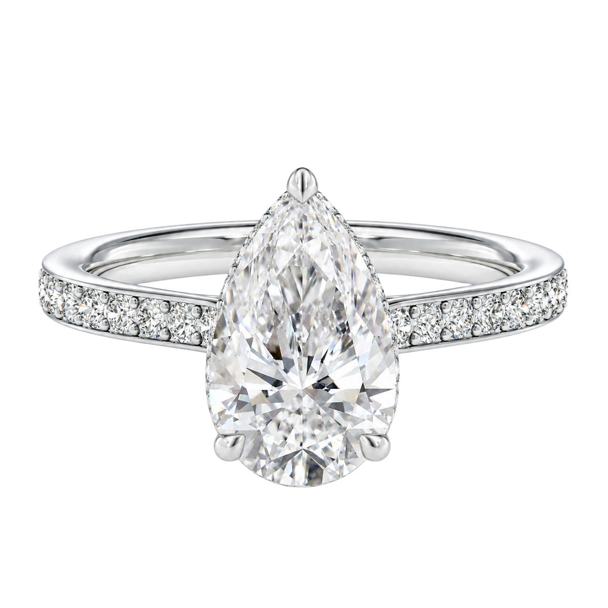 Talia - Pear - White Gold - Pavé