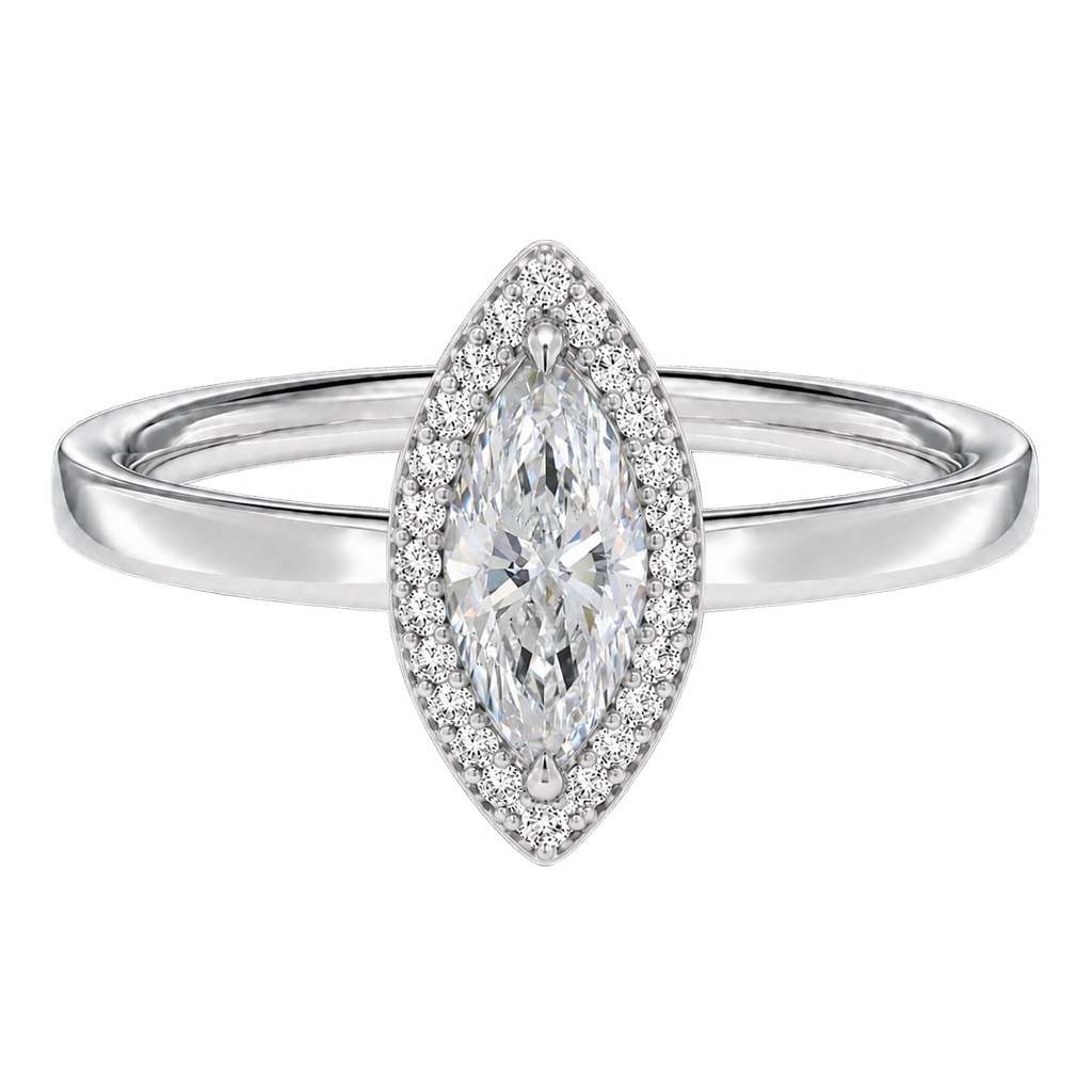 Deneuve - Marquise - White Gold - Plain