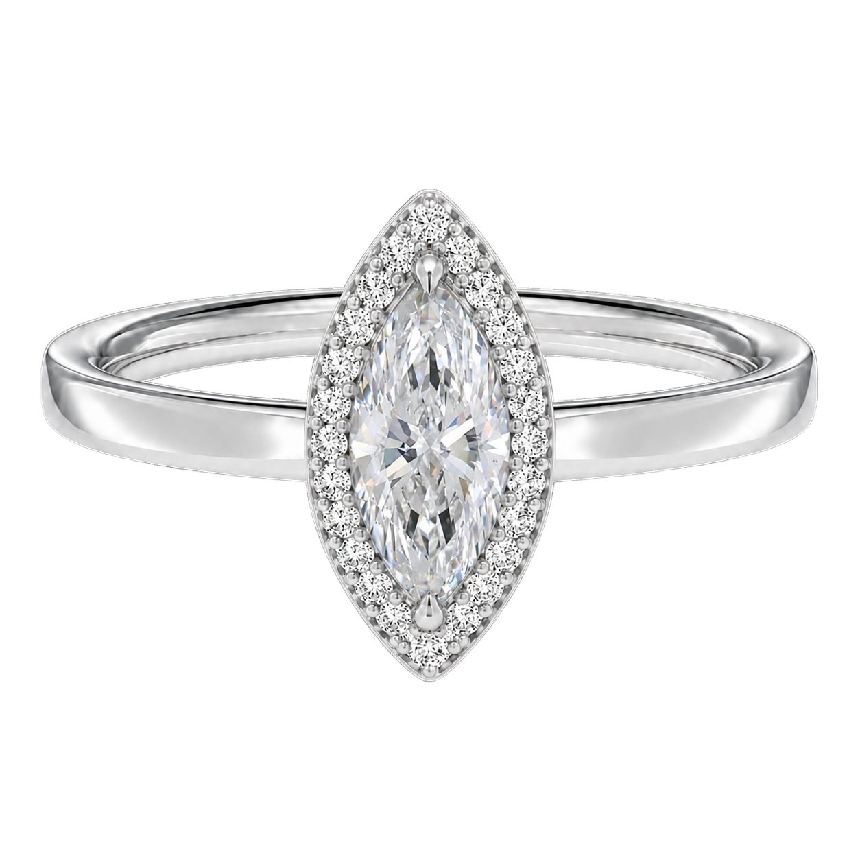 Deneuve - Marquise - White Gold - Plain