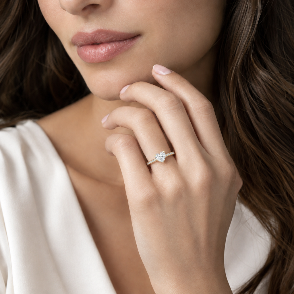 Talia - Heart - Yellow Gold - Channel