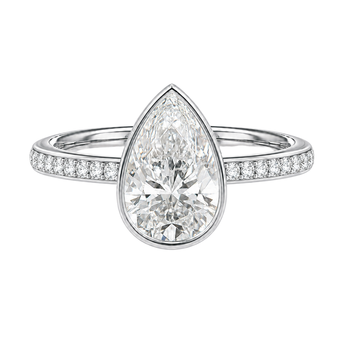 Bailey - Pear - White Gold - Channel