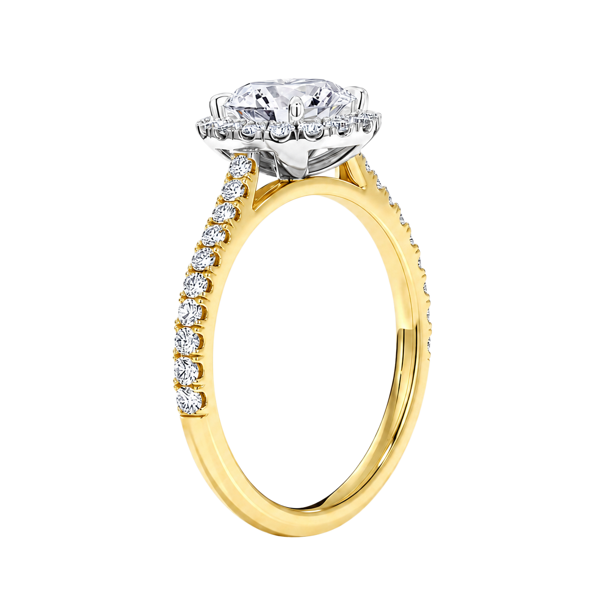 Cordelia - Heart - Yellow / White Tone - Pavé