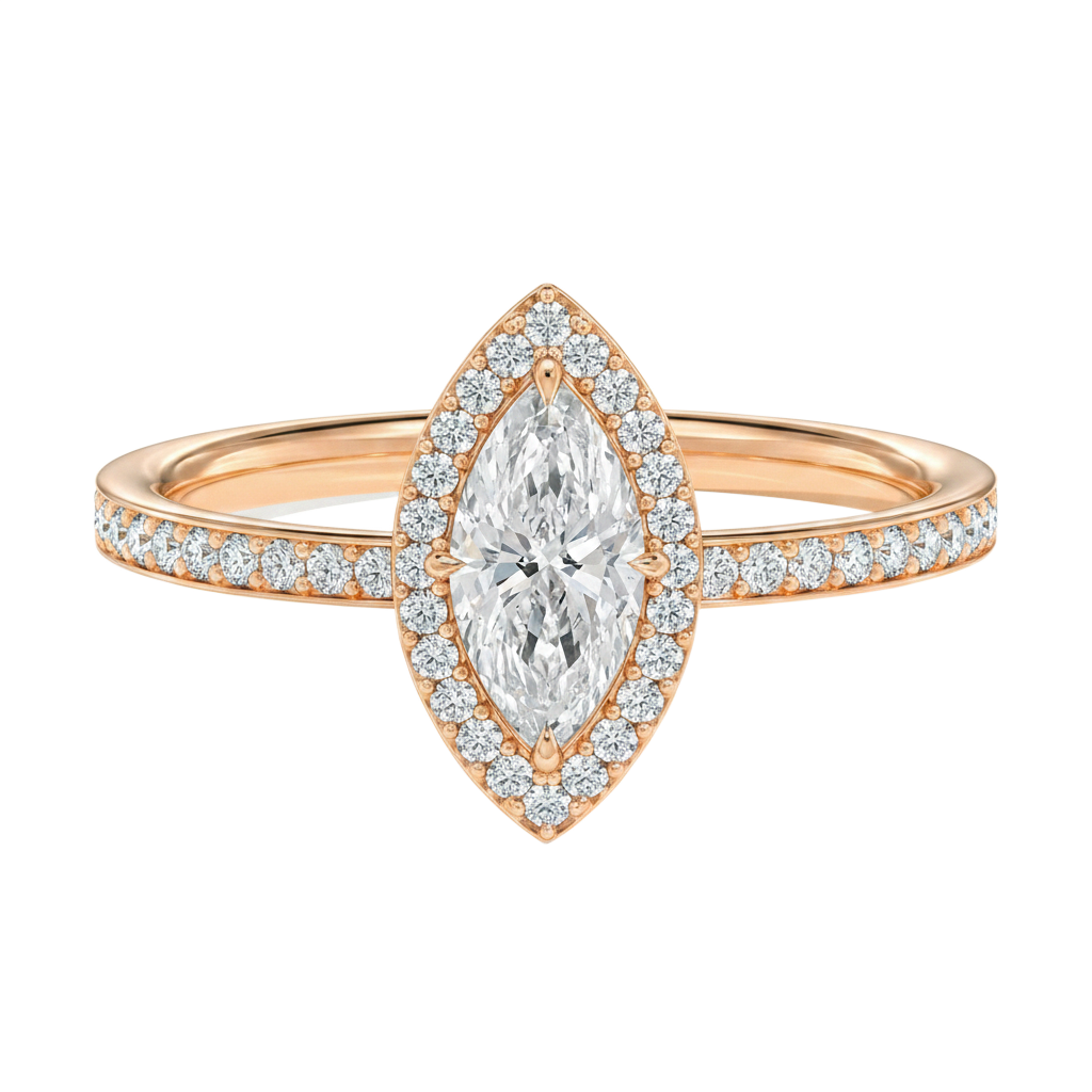 Deneuve - Marquise - Rose Gold - Pavé