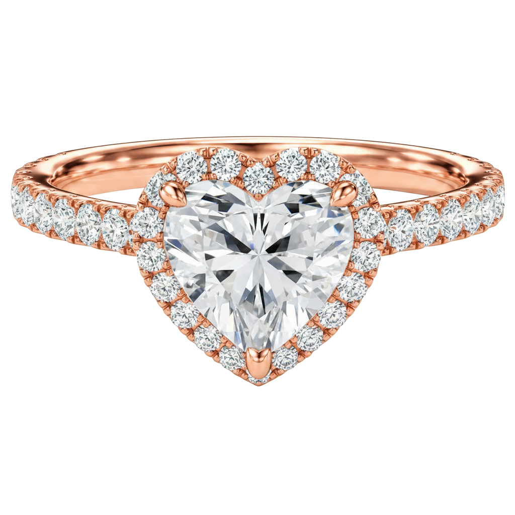 Cordelia - Heart - Rose Gold - Pavé