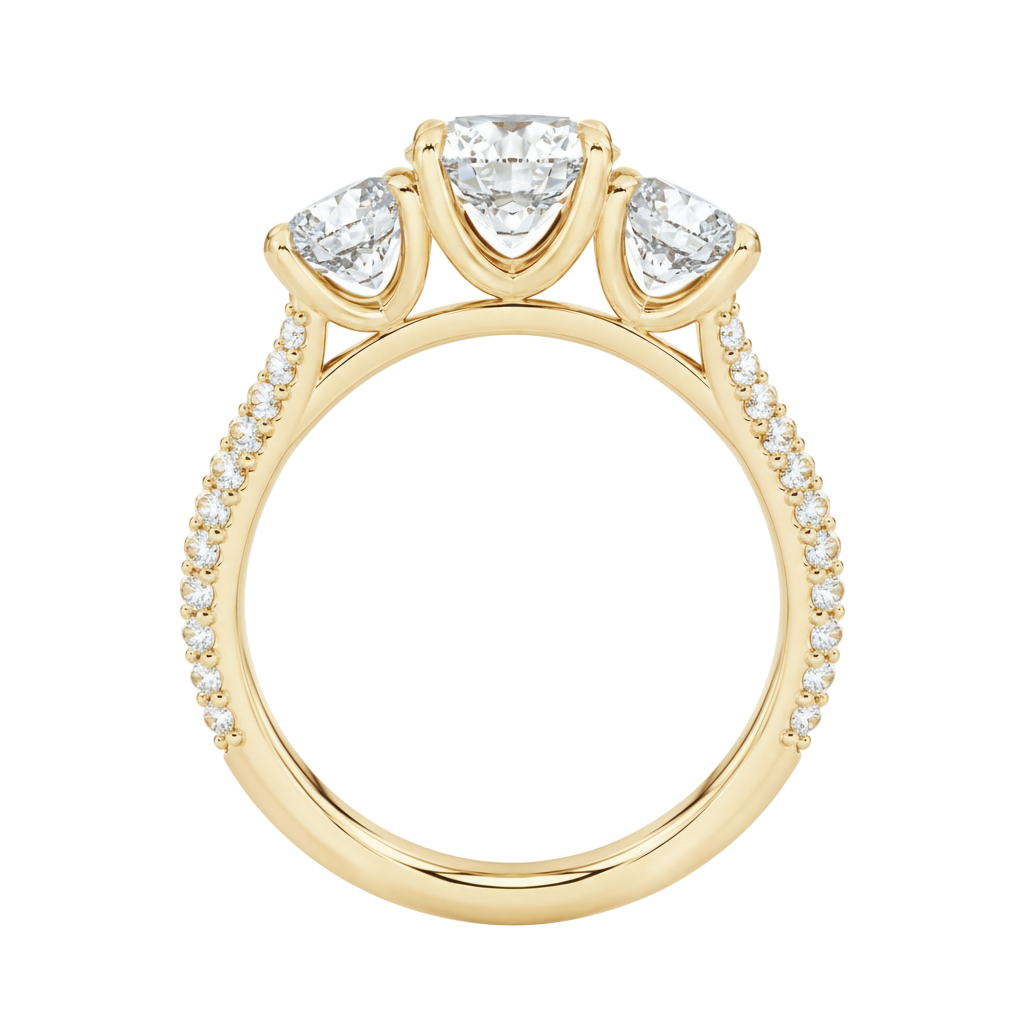 Trinity - Round - Yellow Gold - Pavé
