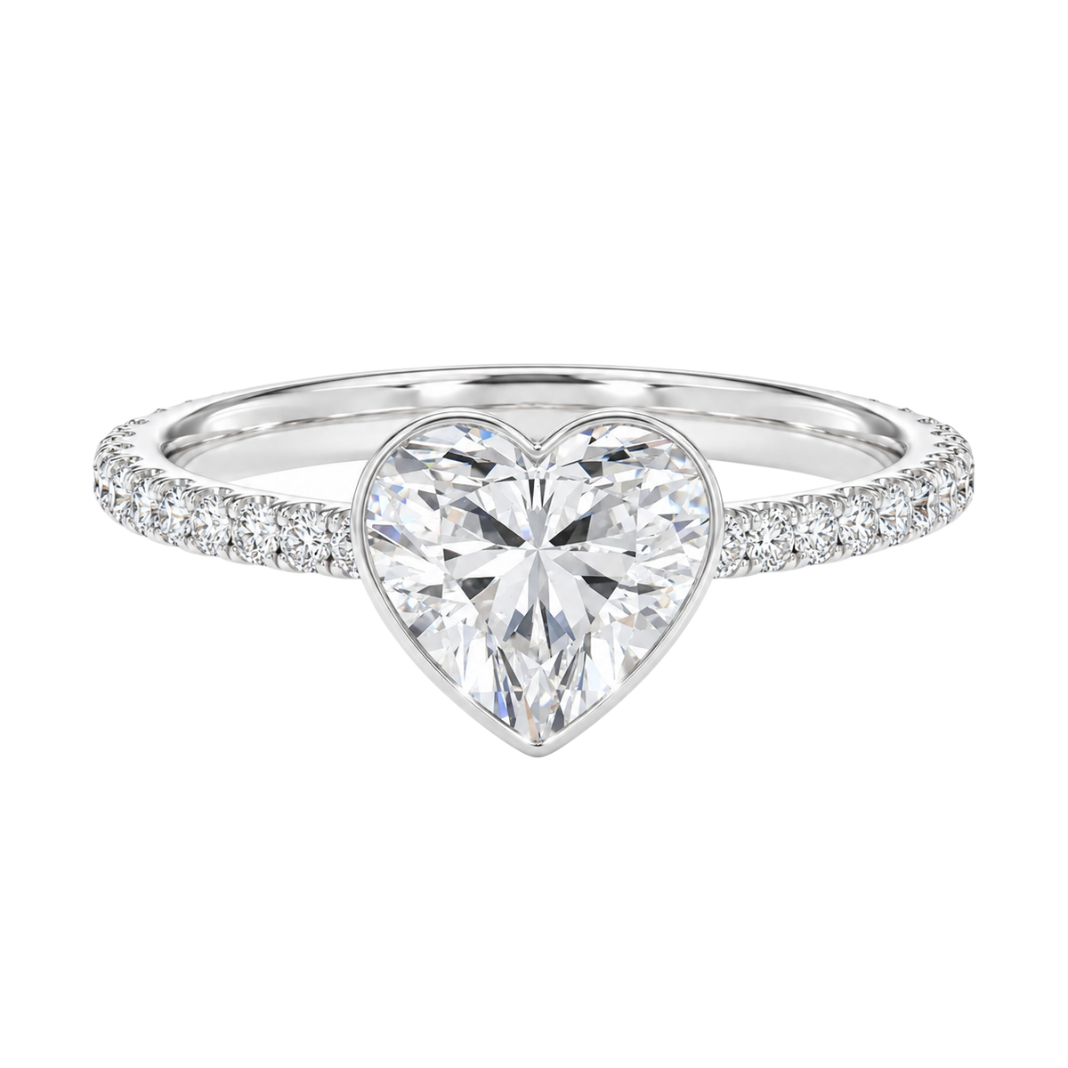 Solenne - Heart - White Gold - Pavé