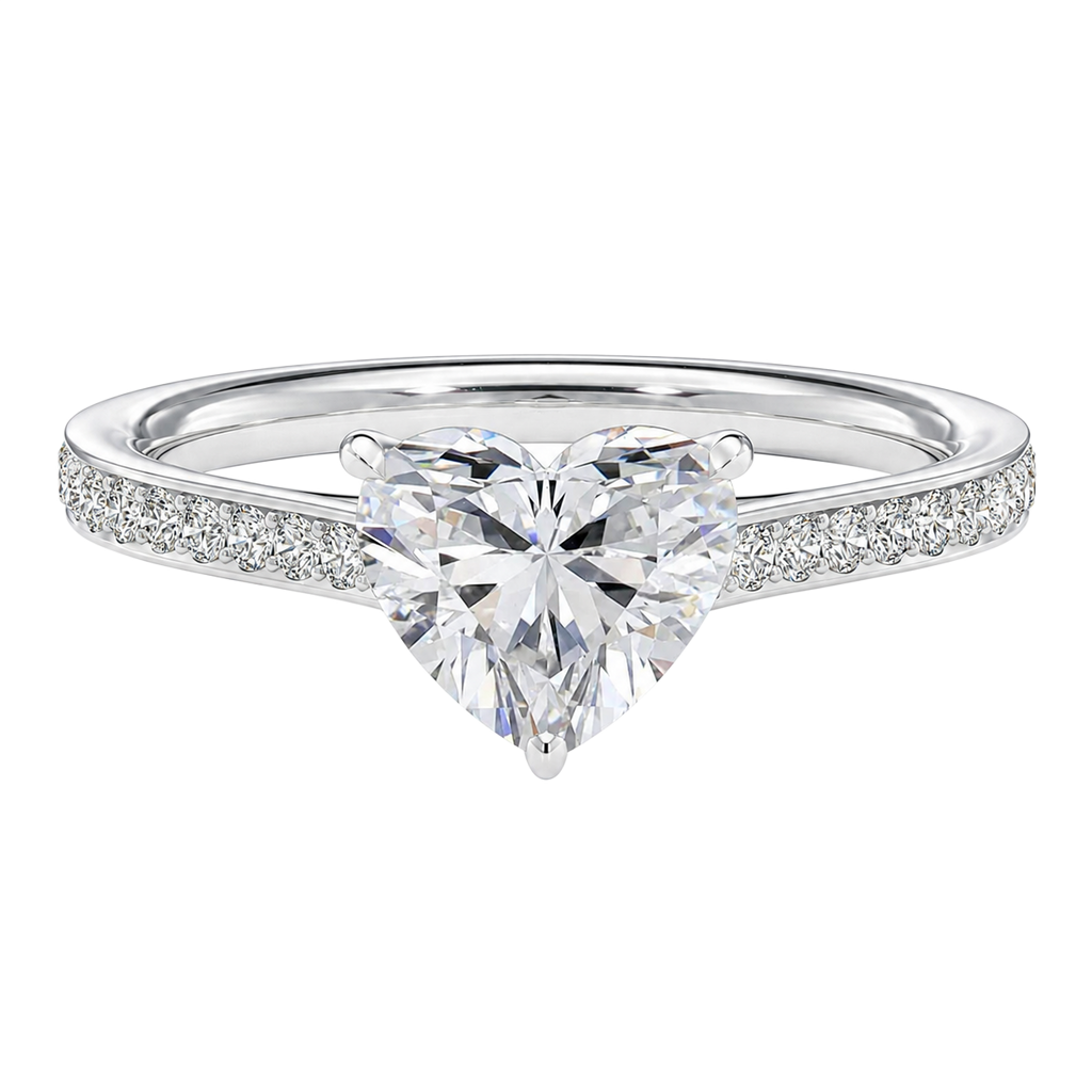 Basilica - Heart - White Gold - Pavé