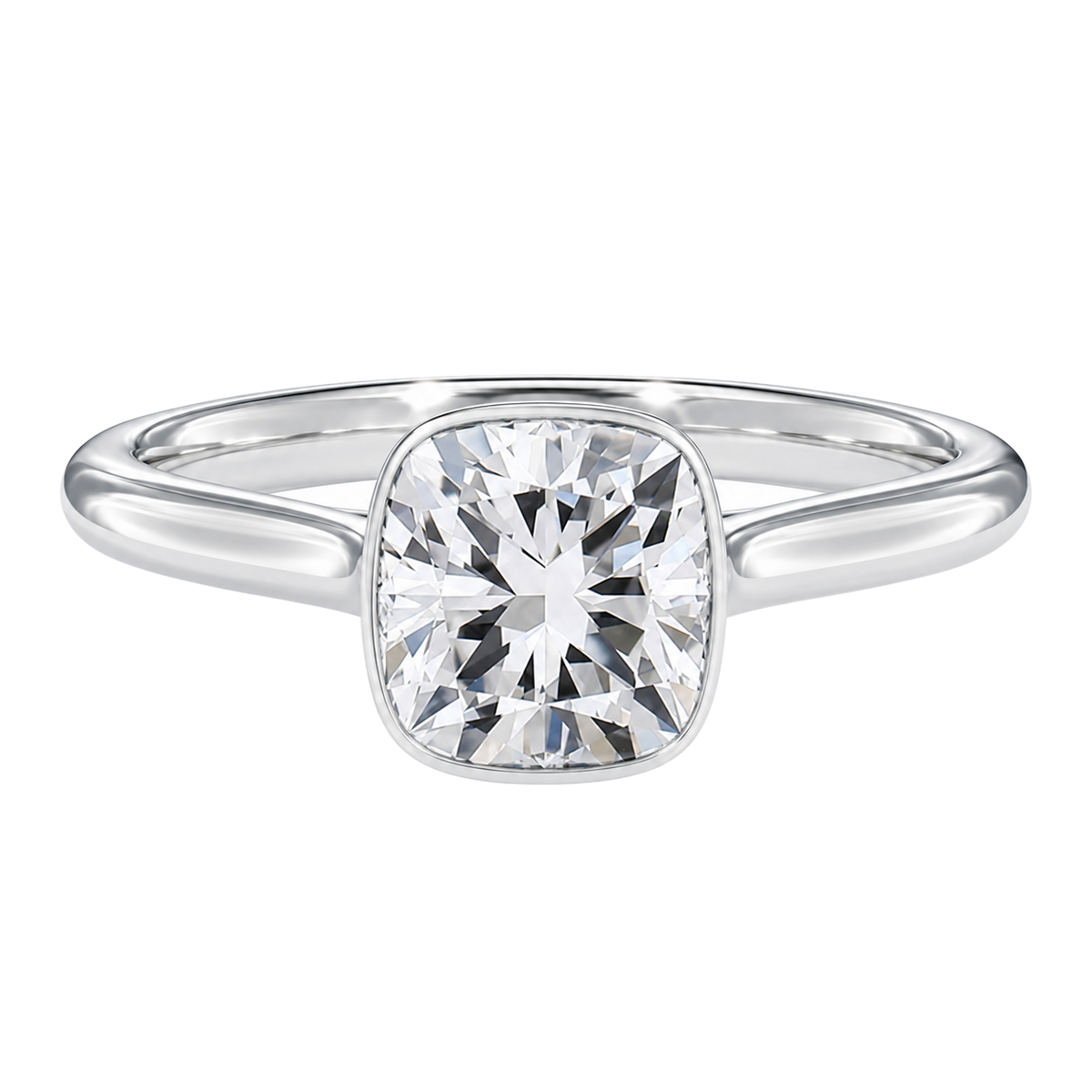 Solenne - Cushion - White Gold - Plain