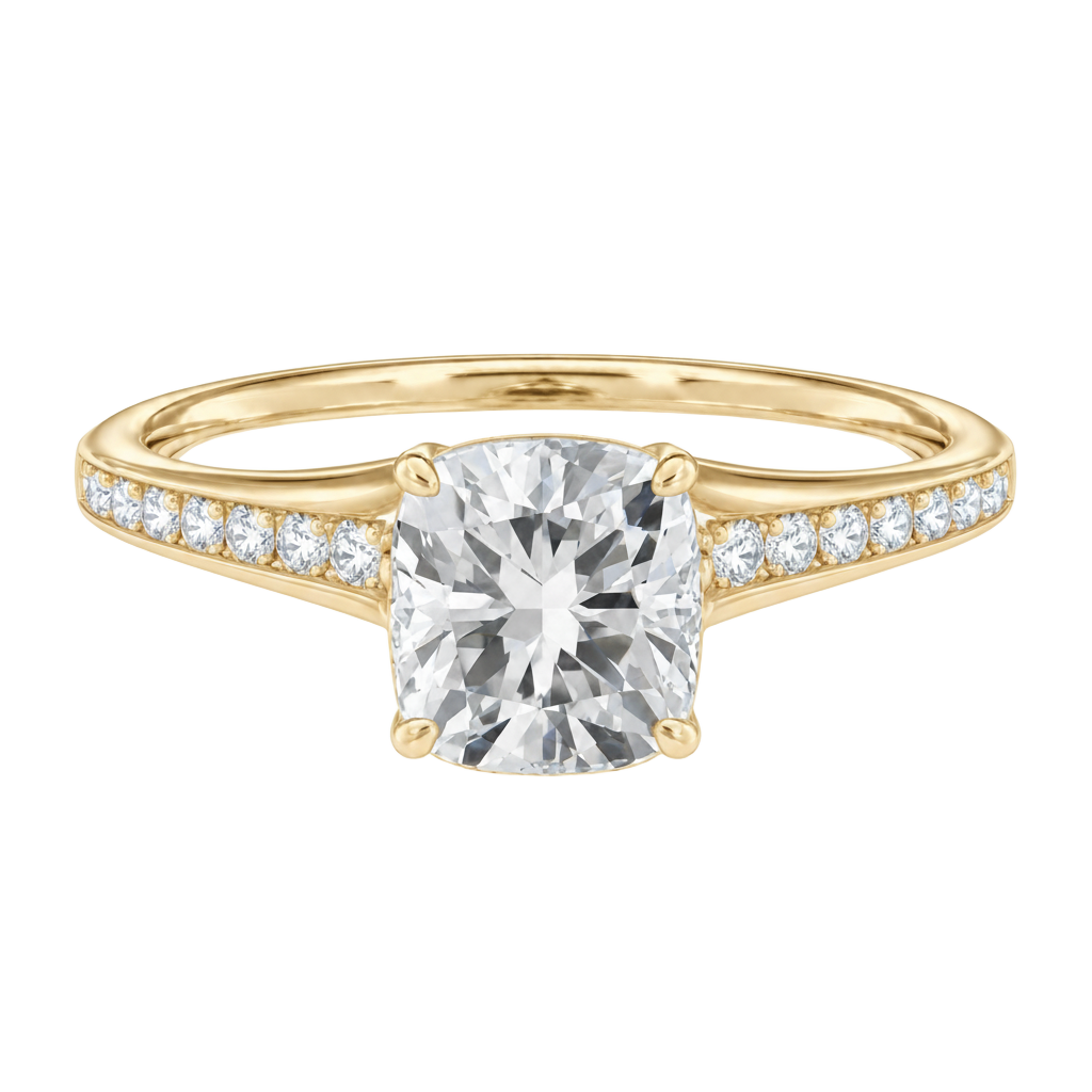 Lumiere - Cushion - Yellow Gold - Channel