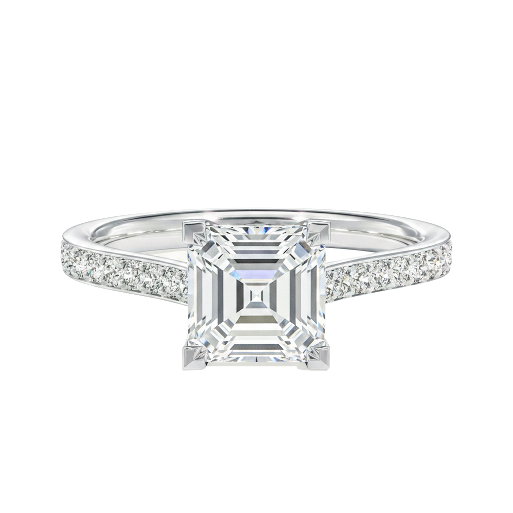 Basilica - Asscher - White Gold - Pavé