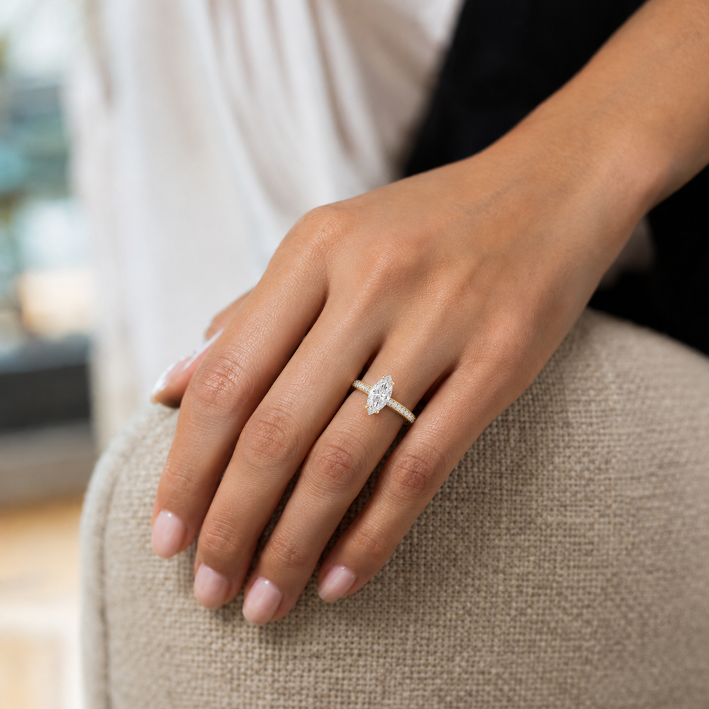 Talia - Marquise - Yellow Gold - Pavé