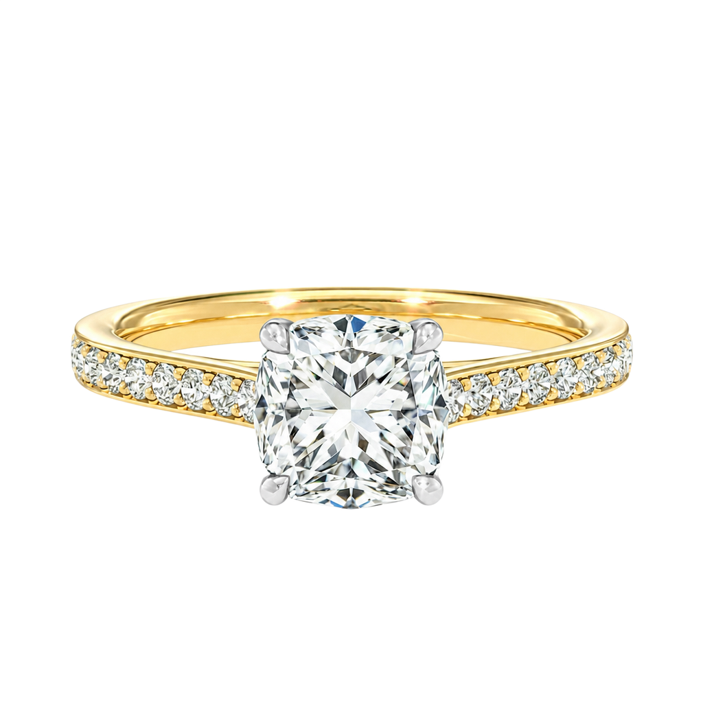 Basilica - Cushion - Yellow/White Tone - Pavé