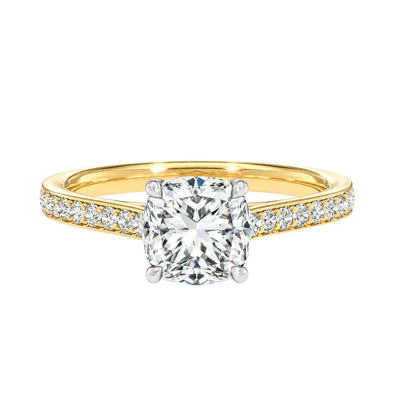 Basilica - Cushion - Yellow/White Tone - Pavé