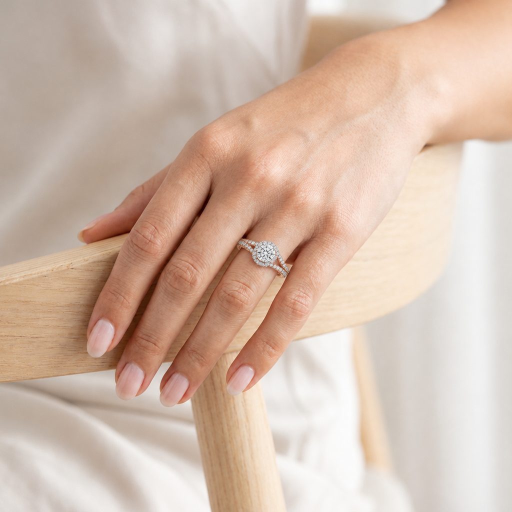 Orbit - Round - Rose/White Tone - Pavé