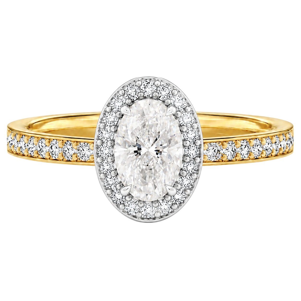 Deneuve - Oval - Yellow/White Tone - Pavé