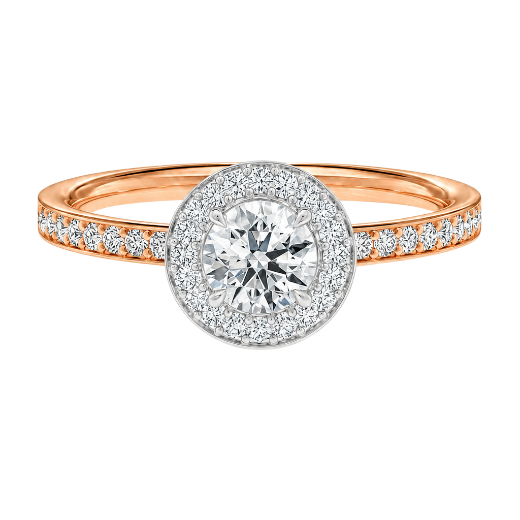Deneuve - Round - Rose/White Tone - Pavé