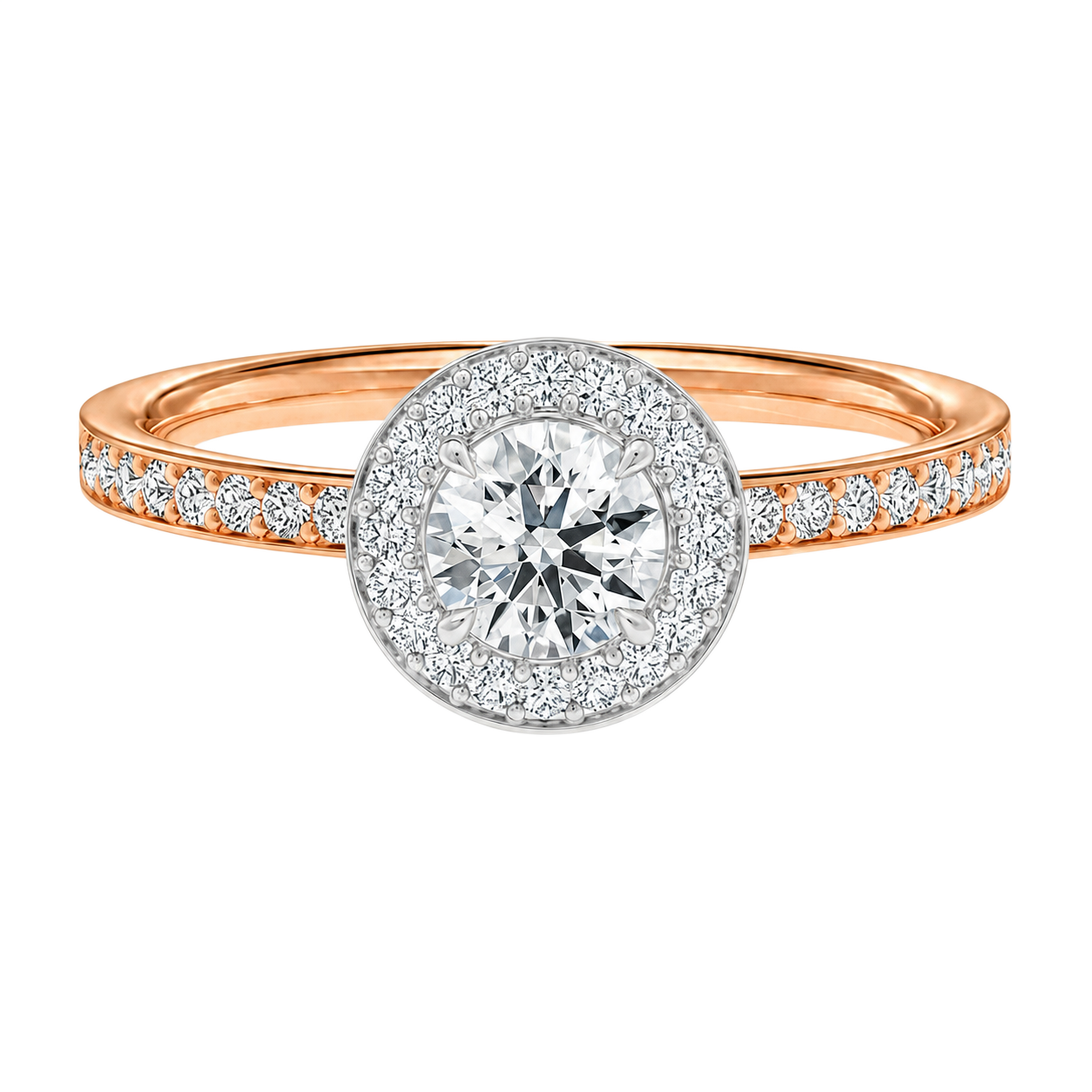 Deneuve - Round - Rose/White Tone - Pavé