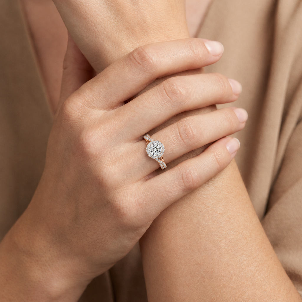 Orbit - Round - Rose/White Tone - Pavé