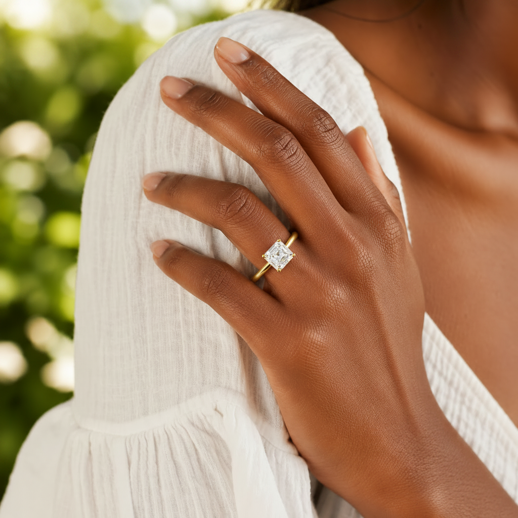 Basilica - Asscher - Yellow Gold - Plain