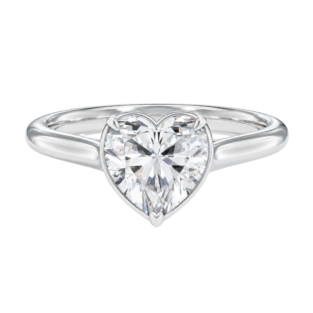Solenne - Heart - White Gold - Plain