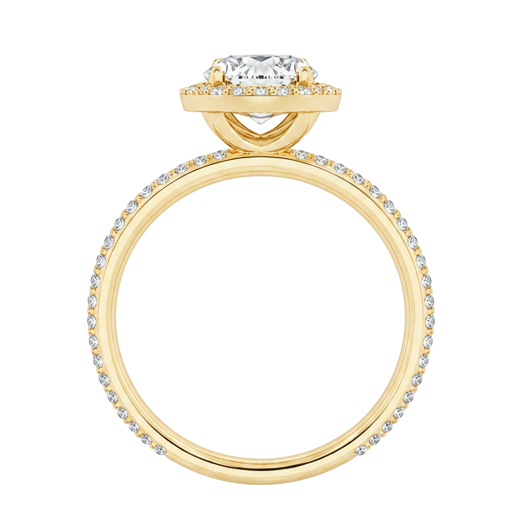 Deneuve - Round - Yellow Gold - Pavé