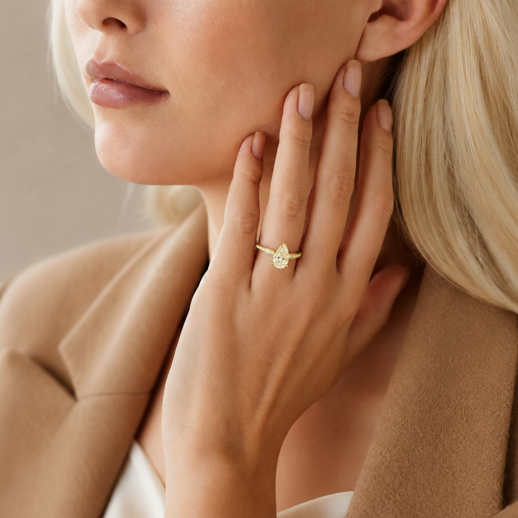 Basilica - Pear - Yellow Gold - Channel