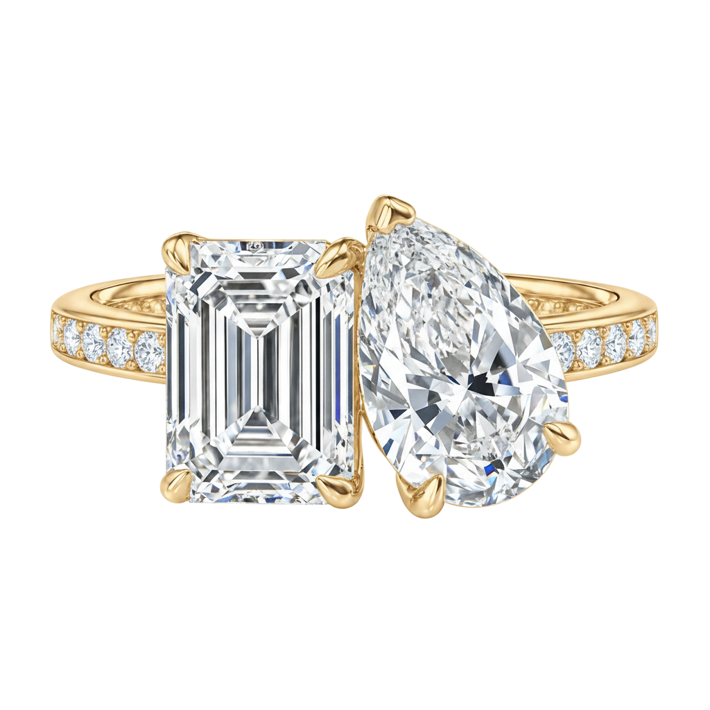 Duo - Emerald - Yellow Gold - Channel