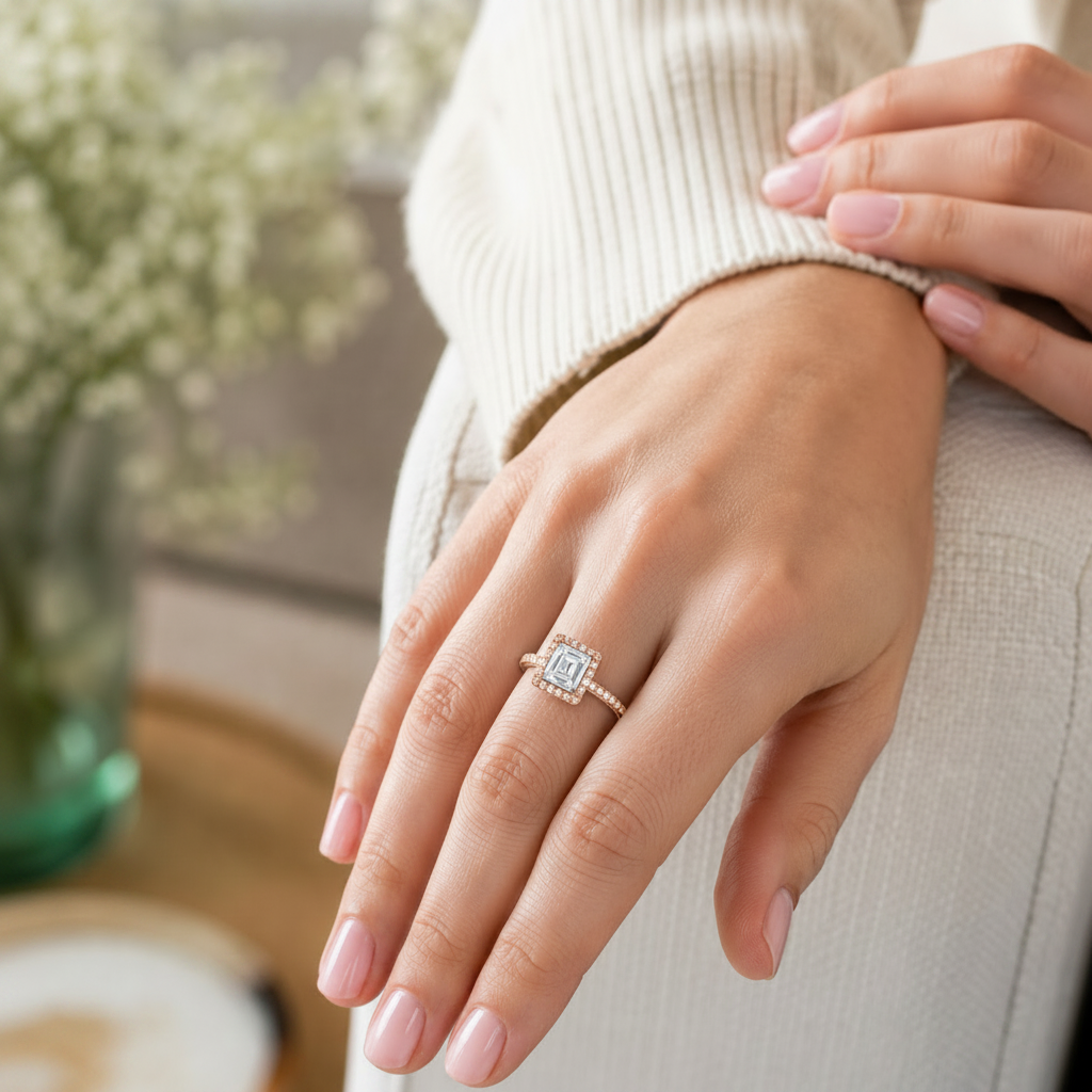 Cordelia - Asscher - Rose Gold - Channel