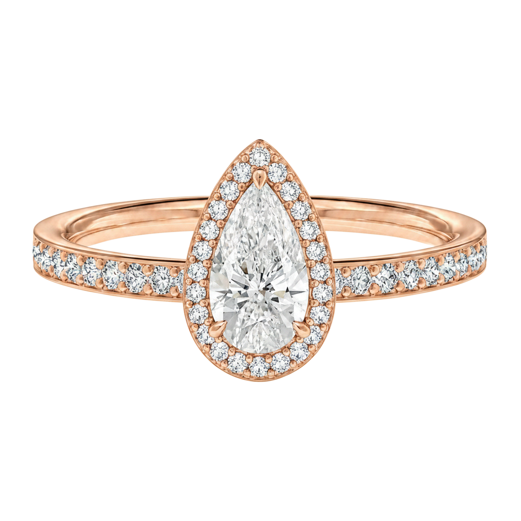 Deneuve - Pear - Rose Gold - Pavé