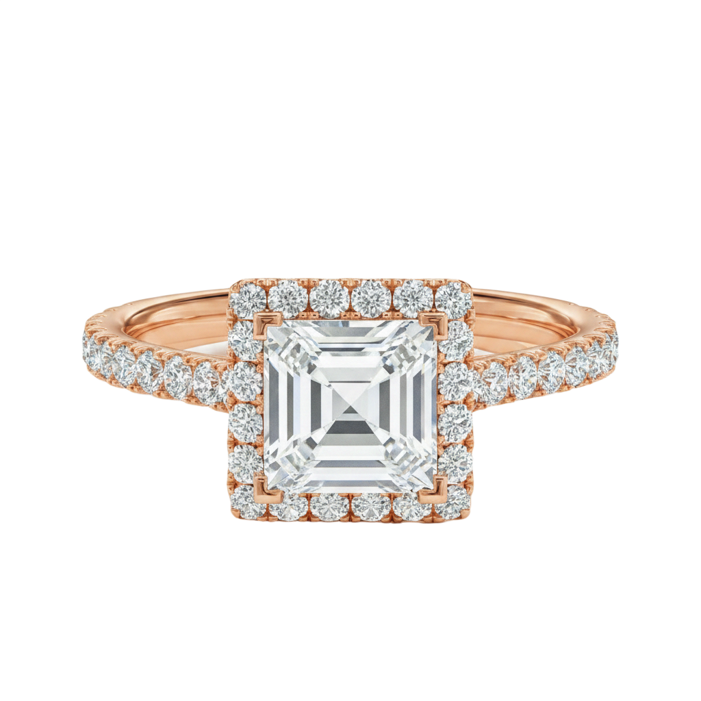 Cordelia - Asscher - Rose Gold - Pavé