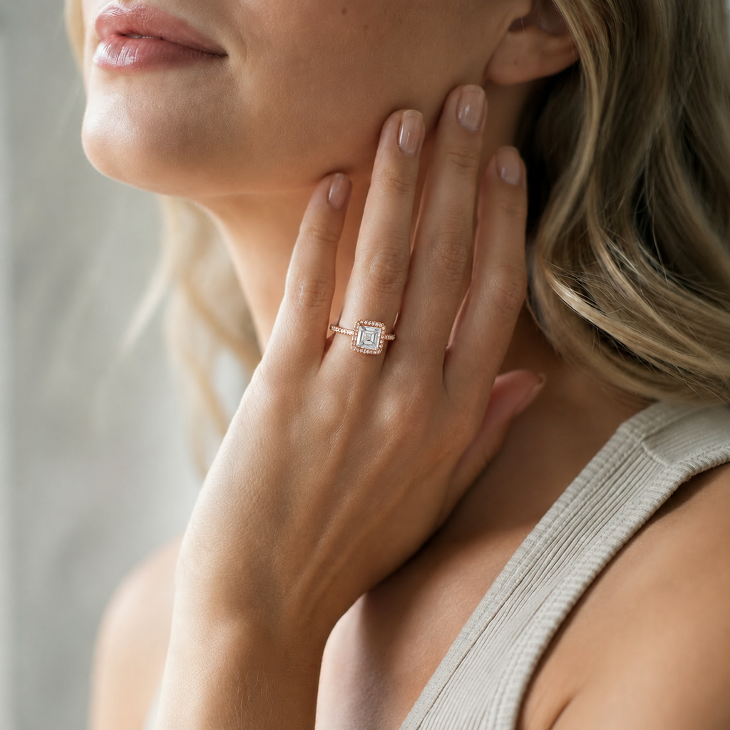 Cordelia - Asscher - Rose / White Tone - Pavé