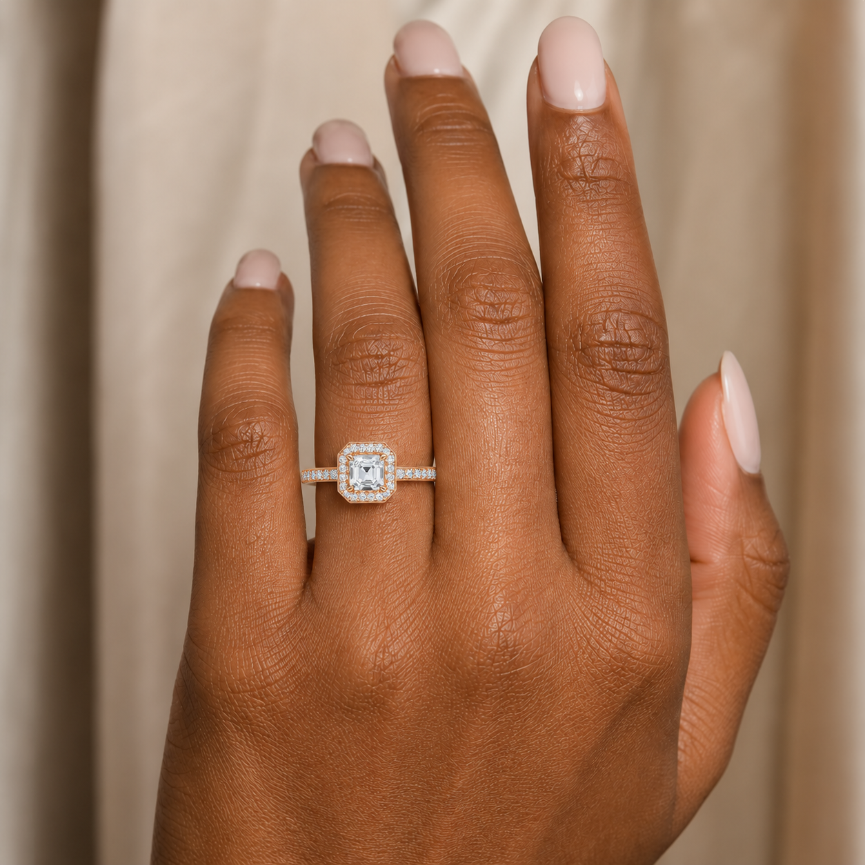 Deneuve - Asscher - Rose Gold - Pavé