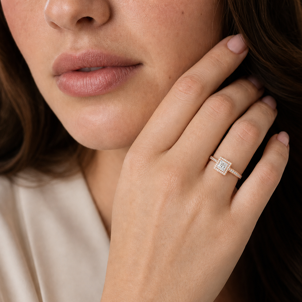 Deneuve - Princess - Rose Gold - Pavé