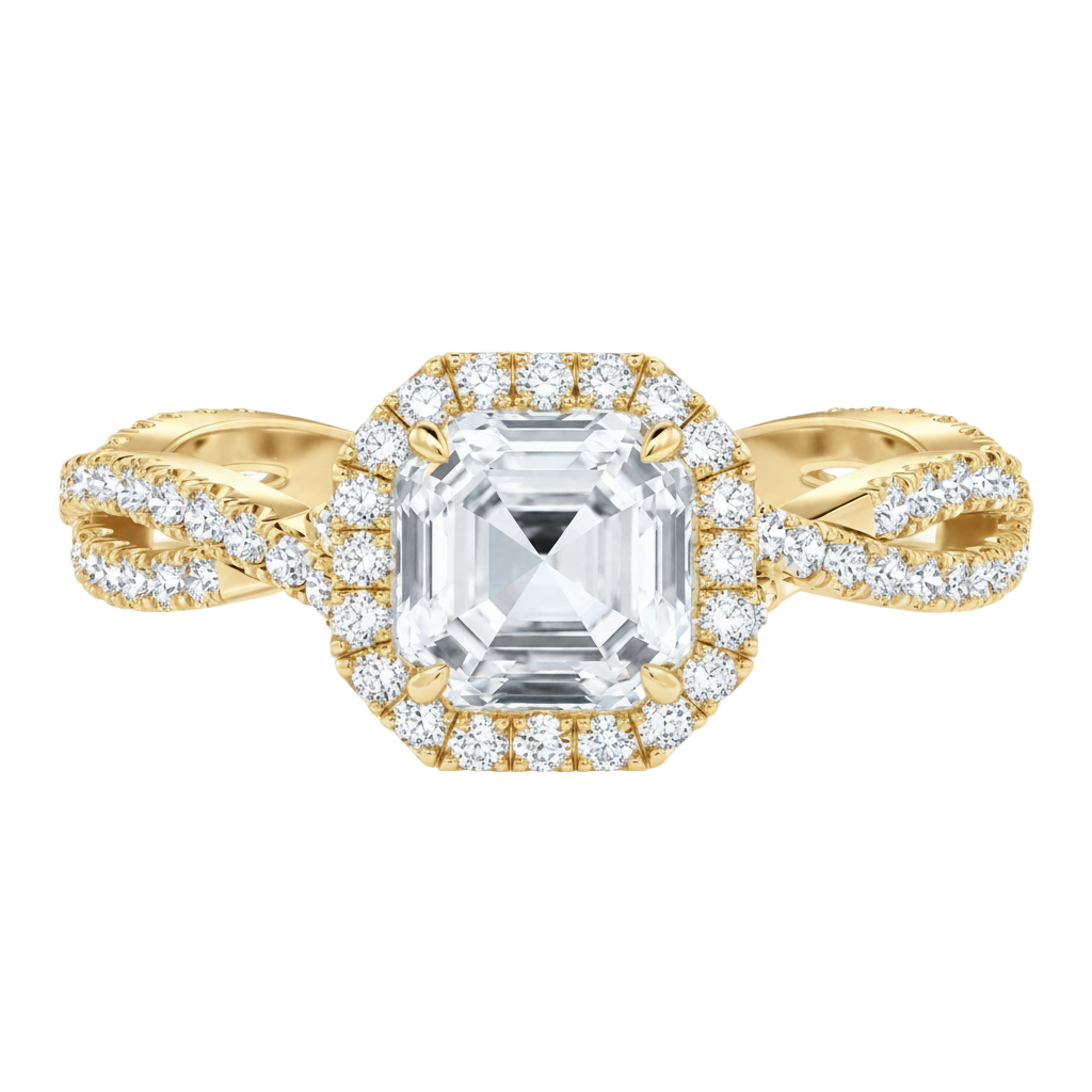 Braid - Asscher - Yellow Gold - Pavé