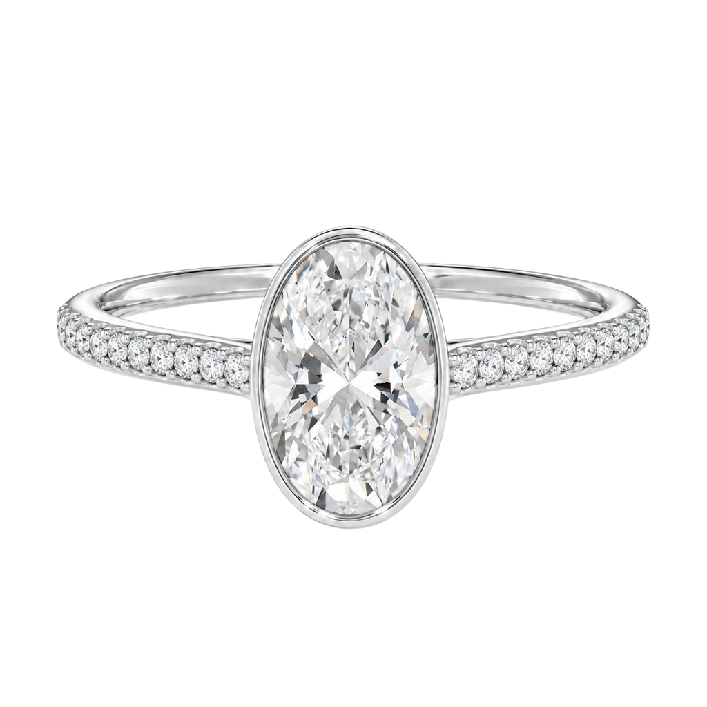 Solenne - Oval - Platinum - Pavé