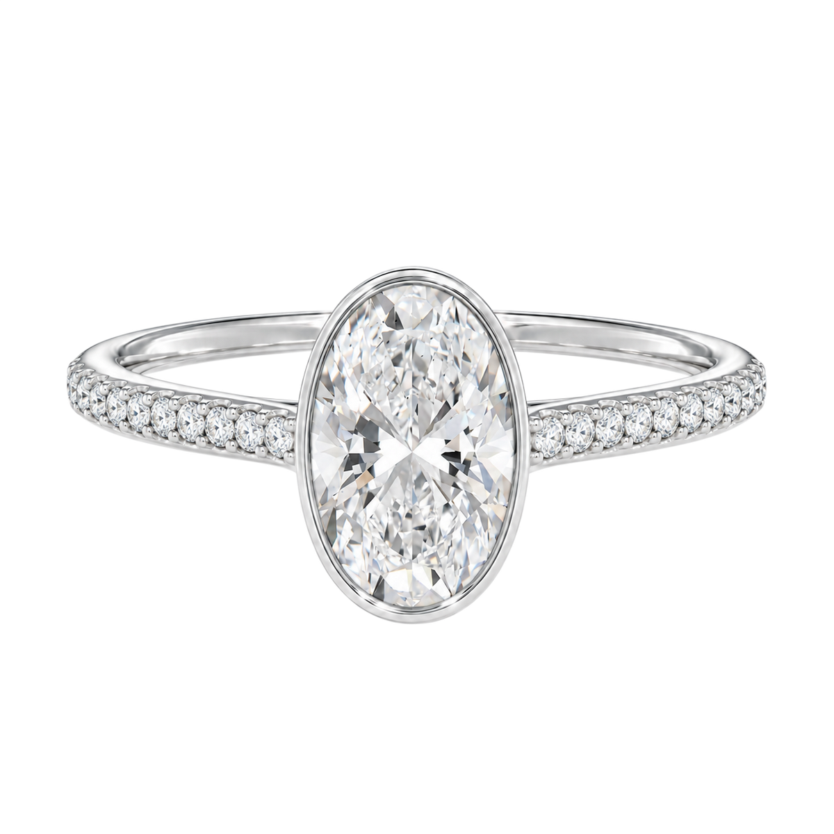 Solenne - Oval - Platinum - Pavé