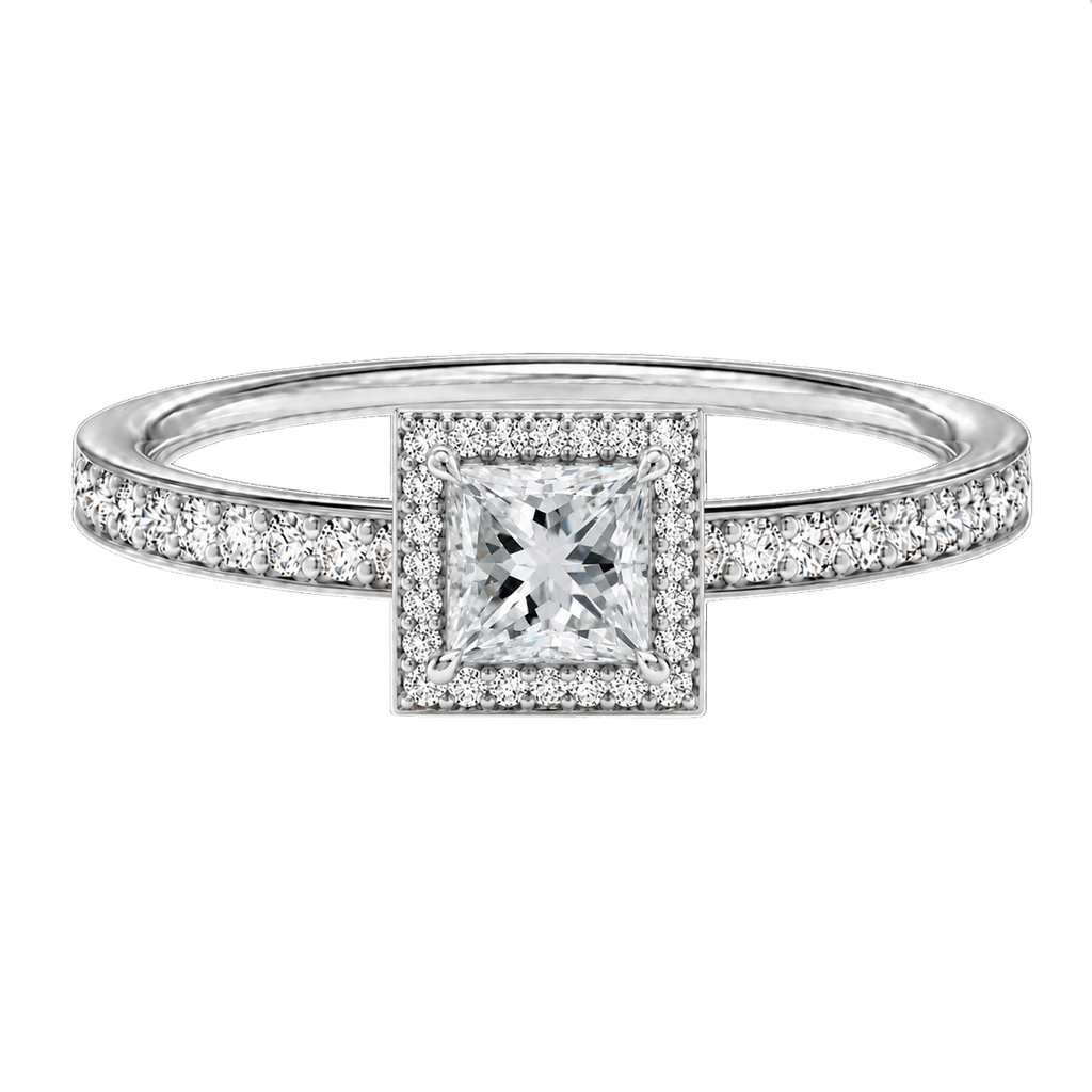 Deneuve - Princess - White Gold - Pavé