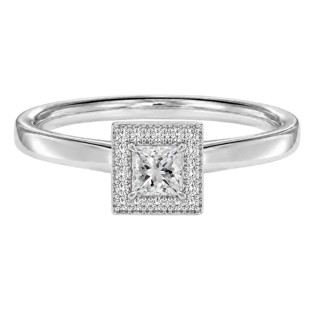 Deneuve - Princess - White Gold - Plain