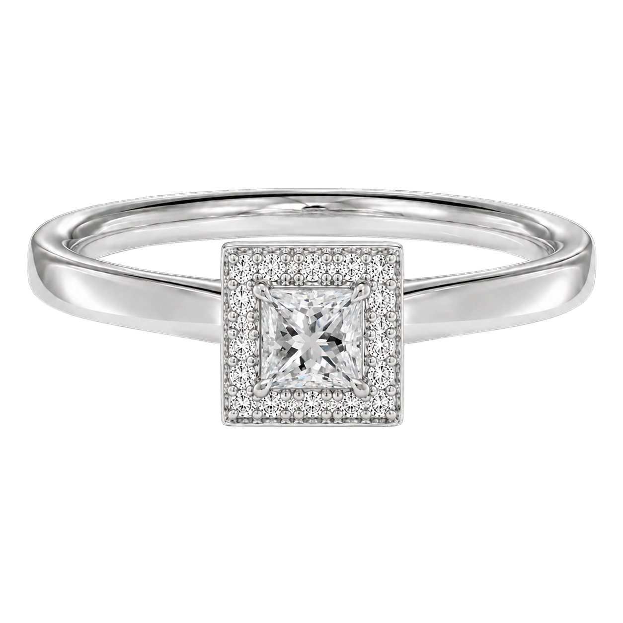Deneuve - Princess - White Gold - Plain