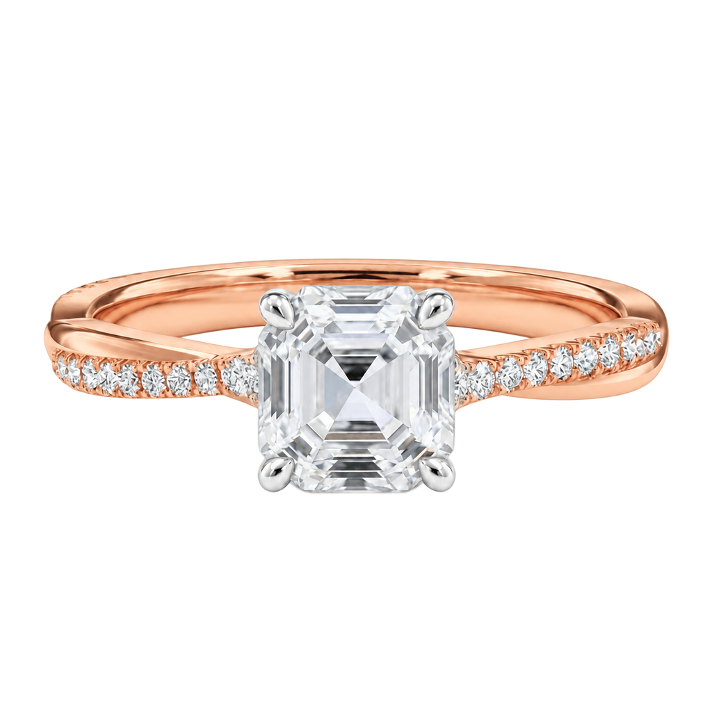 Wreath - Asscher - Rose/White Tone - Pavé