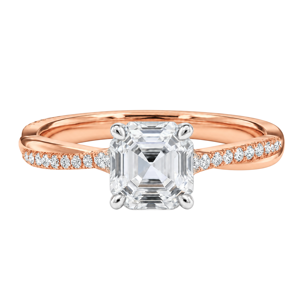 Wreath - Asscher - Rose/White Tone - Pavé