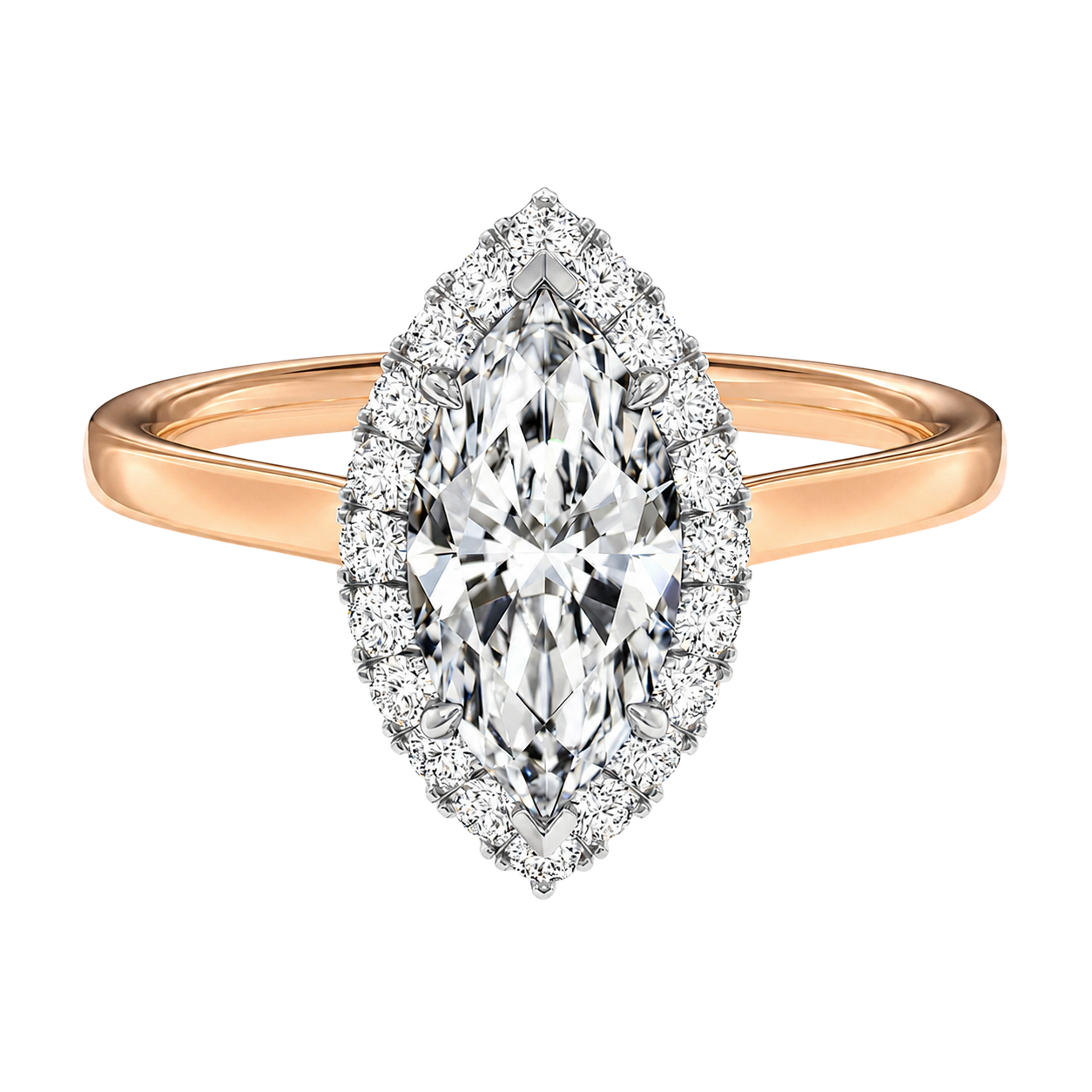 Cordelia - Marquise - Rose / White Tone - Plain