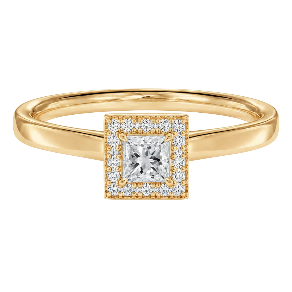 Deneuve - Princess - Yellow Gold - Plain