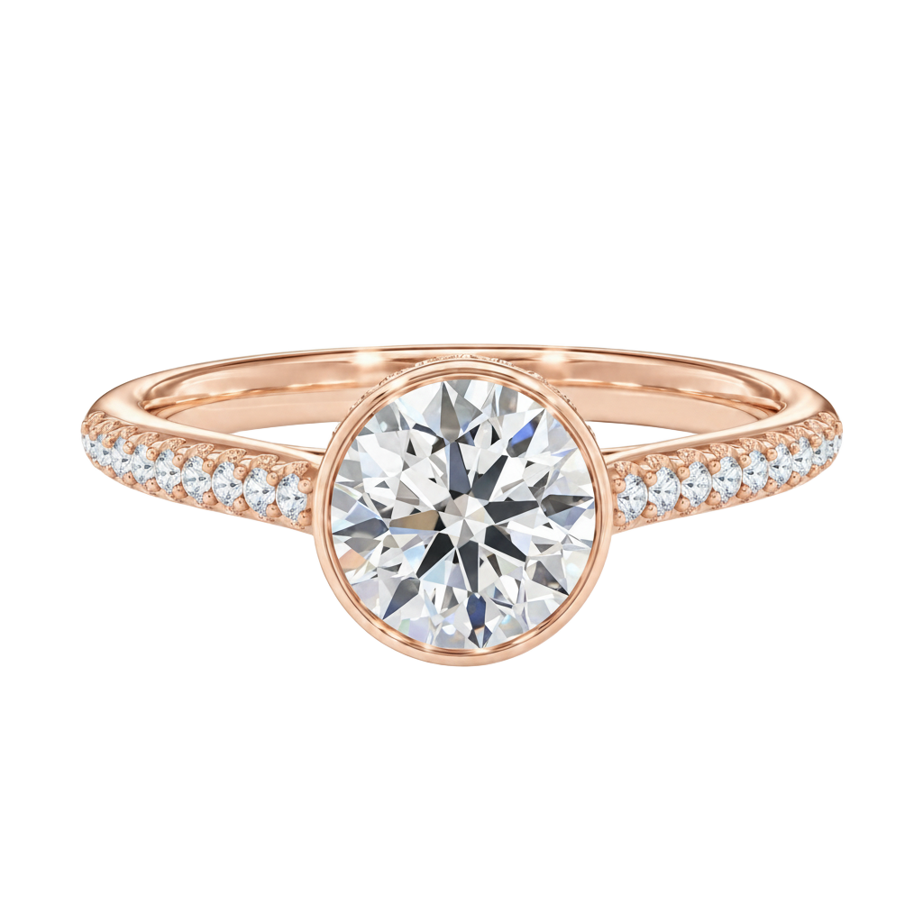 Solenne - Round - Rose Gold - Pavé