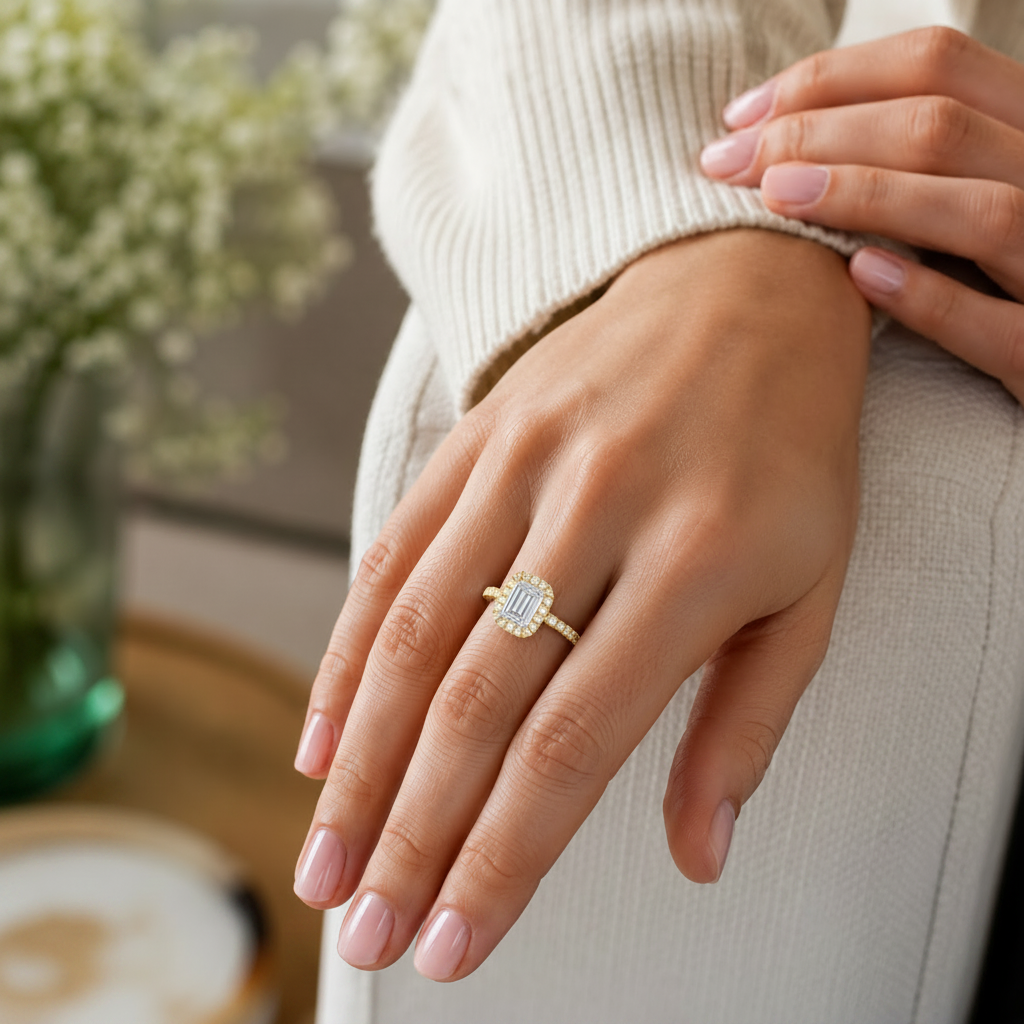 Cordelia - Emerald - Yellow Gold - Pavé