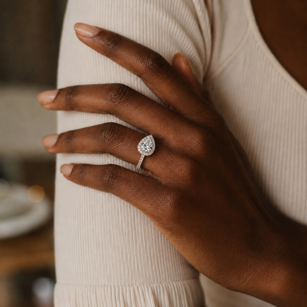 Cordelia - Pear - Rose / White Tone - Pavé