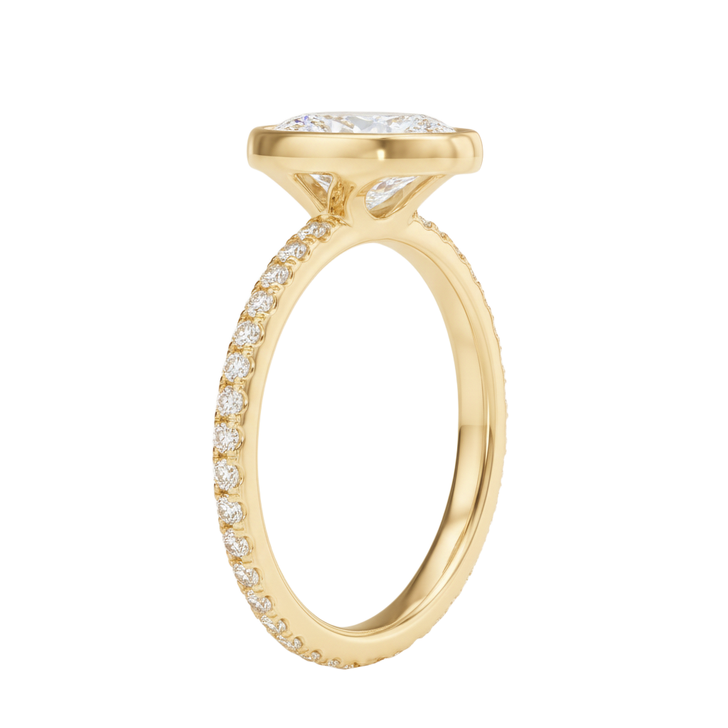 Bailey - Round - Yellow Gold - Pavé