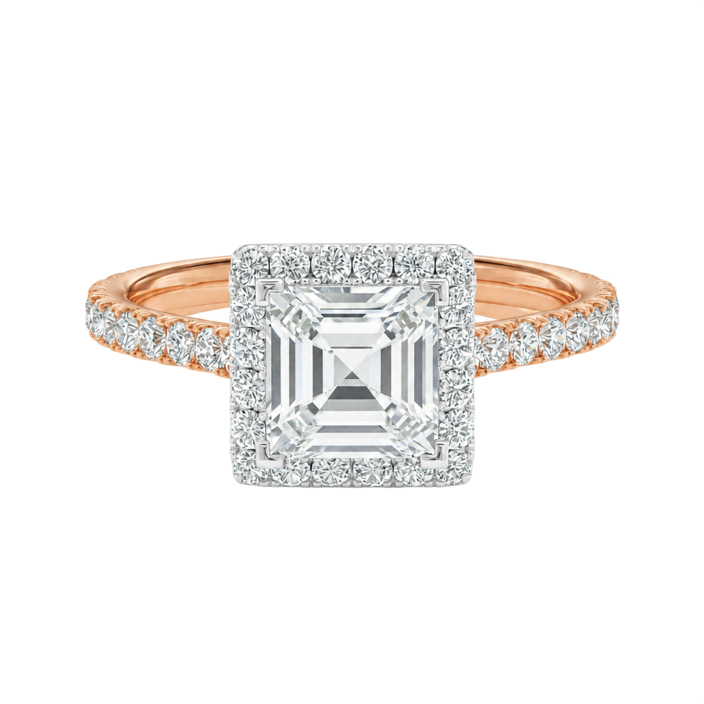 Cordelia - Asscher - Rose / White Tone - Pavé