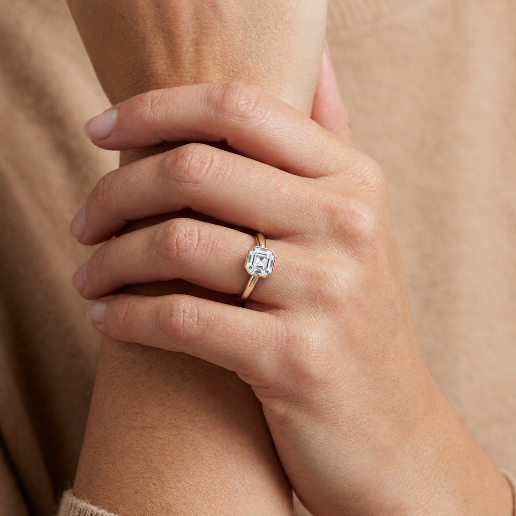 Bailey - Asscher - Rose Gold - Plain